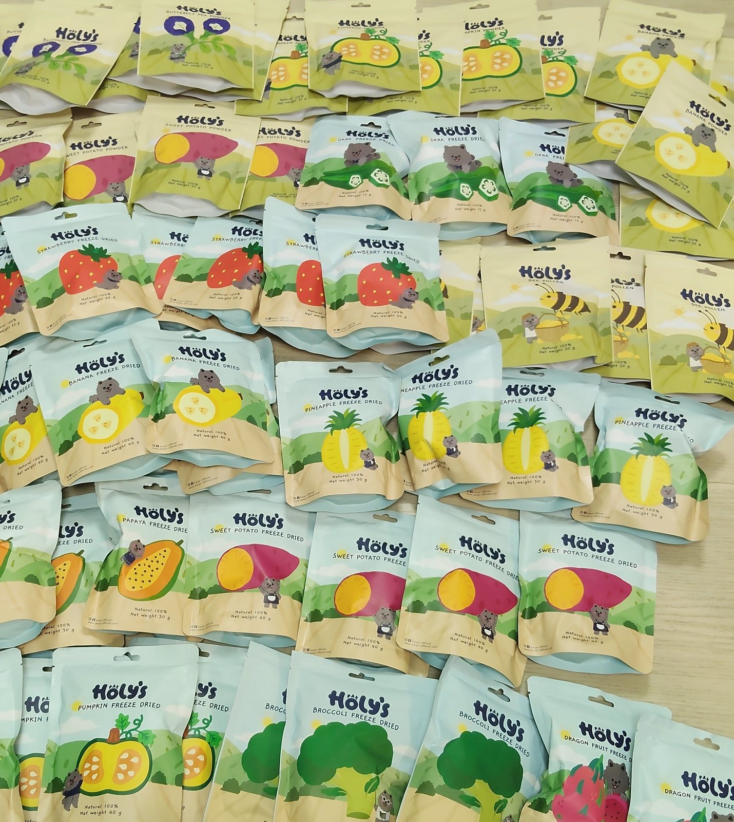 大仔家 Holy's 泰國凍乾零食全系列商品陳列